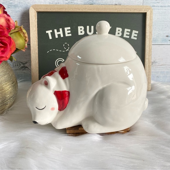 Magenta Blushing Polar Bear Chtistmas Canister - Picture 3 of 13
